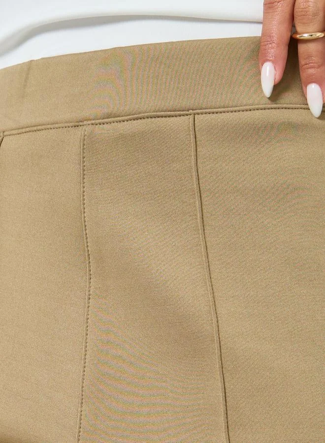 Styli Khaki Wide Leg Scuba Pants